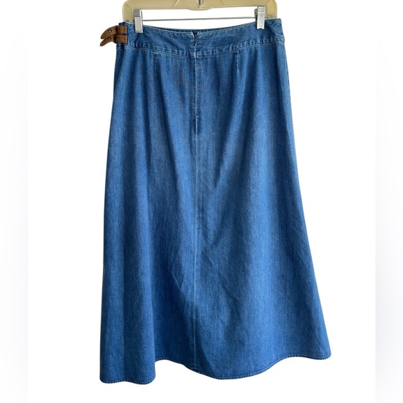 VTG Talbots Denim Jean Skirt A Line Midi Western 100% Cotton Size 10 P Modest - Picture 3 of 14